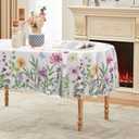 Horaldaily Spring Tablecloth 6084 Inch Oval, Wildflowers Floral Butterfly Washable Seasonal Table Cover for Party Picnic Dinner Decor