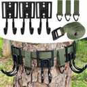 Tree Stand Strap Bow Hanger with Metal Hooks, Tactical Keychain Clip and Storage Bag, High Loading Capacity, Saddle Hunting Accessories, Gear Hanger for Hunting, Hiking, Camping