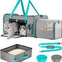 Keaber Cat Carrier for 2 Cats with Expandable Space & Litter Box, Gray