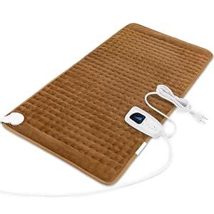 Heating Pad-Electric Heating Pads for Back, Neck, Abdomen, Moist Heated Pad for Shoulder, Knee, Hot Pad for Arms and Legs, Dry&Moist Heat & Auto Shut Off(Brown, 33''×17'')