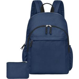 Navy Blue Backpack for School, College, High, Middle School,Water Resistant Bookbag for Teens, Basic Backpack for Daily, Travel, Work, Business Laptop Backpack for Men Women (Navy)