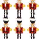 6Pcs Nutcracker Napkin Rings Metal Christmas Napkin Buckle Decoration for Holiday Dining Table Party Wedding Tabletop Decor