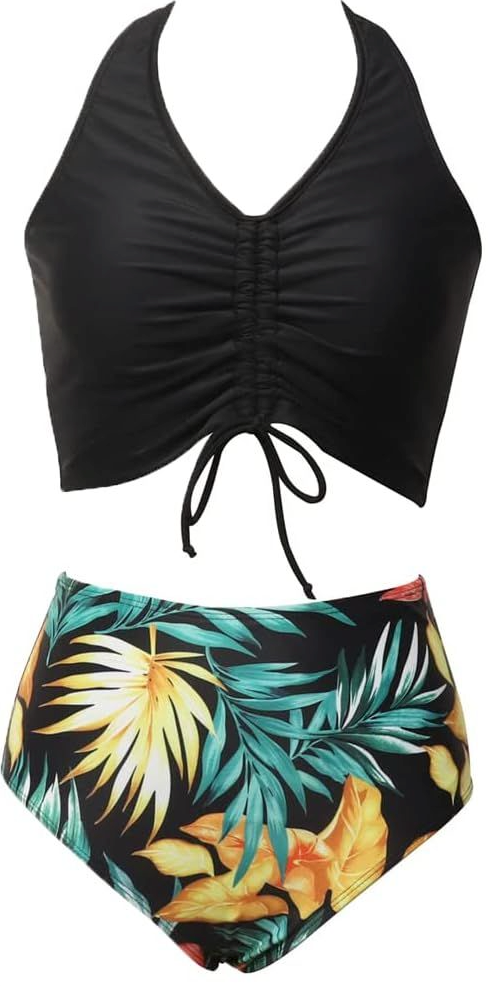 Family Matching Swimwear, Women Bikini Set (Medium, Black)