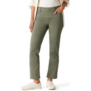 Levi Strauss Signature Women's Totally Shaping Ultimate Pull-On Ankle Straight Jean Mid-Rise Stretch Denim, Olive Night, 20 Plus Short