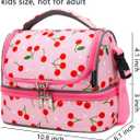 FlowFly Kids Double Decker Cooler Insulated Lunch Bag Large Tote for Boys, Girls, Men, Women, With Adjustable Strap, Cherry