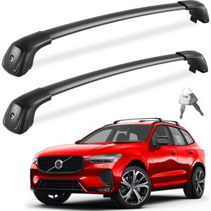 FengYu Lockable Roof Rack Cross Bars 260lbs Compatible with Volvo XC60 XC-60 2018-2026, Heavy Duty Aluminum Roof Rails Crossbars Bike Black Rooftop Cargo Carrier Luggage SUV Accessories