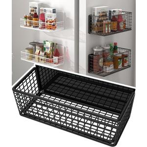 Buyyyit Magnetic Basket Magnetic Fridge Organizer Magnetic Pencil Holder Whiteboard Accessories Home Kitchen Organization (Black-High)