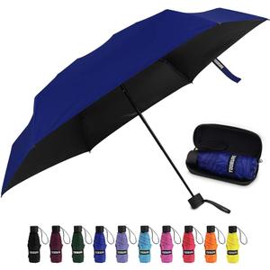 Yoobure Small Mini Umbrella with Case Light Compact Design Perfect for Travel Lightweight Portable Parasol Outdoor Sun&Rain Umbrellas, Blue