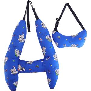 Car Travel Pillow, H-Shape Car Sleeping Soft Neck Pillow Head and Body Support Cushion for Car Seat Pillow with Headrest for Road Trips (Blue Astronaut)