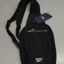 Reebok Unisex Crossbody Sling Bags Compact Convertible Strap Cross Body Bag Travel Sling Bag - Gym & Travel Essential, Cosmos Black With White Logo 