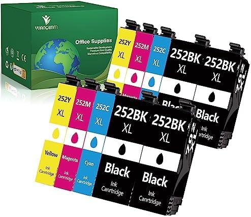 252XL Ink Cartridges Remanufactured Replacement for Epson 252XL 252 XL Ink Cartridges Combo Pack (10 Pack) for Workforce WF-3640 WF-3620 WF-7720 WF-7710 (4 Large Black, 2 Cyan, 2 Magenta, 2 Yellow)