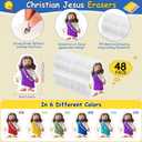 Yexiya 96 Pcs Easter Christian Bible Verse Pencils Bulk Include 48 Bible Verses Pencils 48 Religious Jesus Erasers Inspirational Christian Church Gifts for Sunday School Church Easter Party
