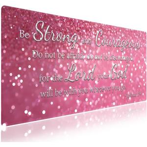 Knseva. Large Gaming Mouse Pad with Stitched Edges, Be Strong and Courageous Inspirational Quote Joshua 1:9 Bible Verse Scripture Pink Glitter Background, Anti-Slip Waterproof XXL Extended Desk Mat (Abstract Fantasy)