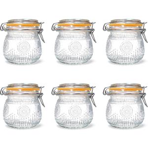 Amzcku Wide Mouth Vintage Mason Jars with Airtight Lid 16oz, Canister Quart Jars for Kitchen Storage - for Coffee, Sugar, Beans 6 Pack
