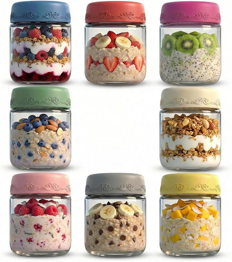 4 OZ Salad Dressing Jar 8 Pack, Airtight Leakproof Bulk Small Glass Sauce Jar with Lids, Reusable for Lunch Box, Bento, Travel & Meal Prep(4 OZ-8Pack)