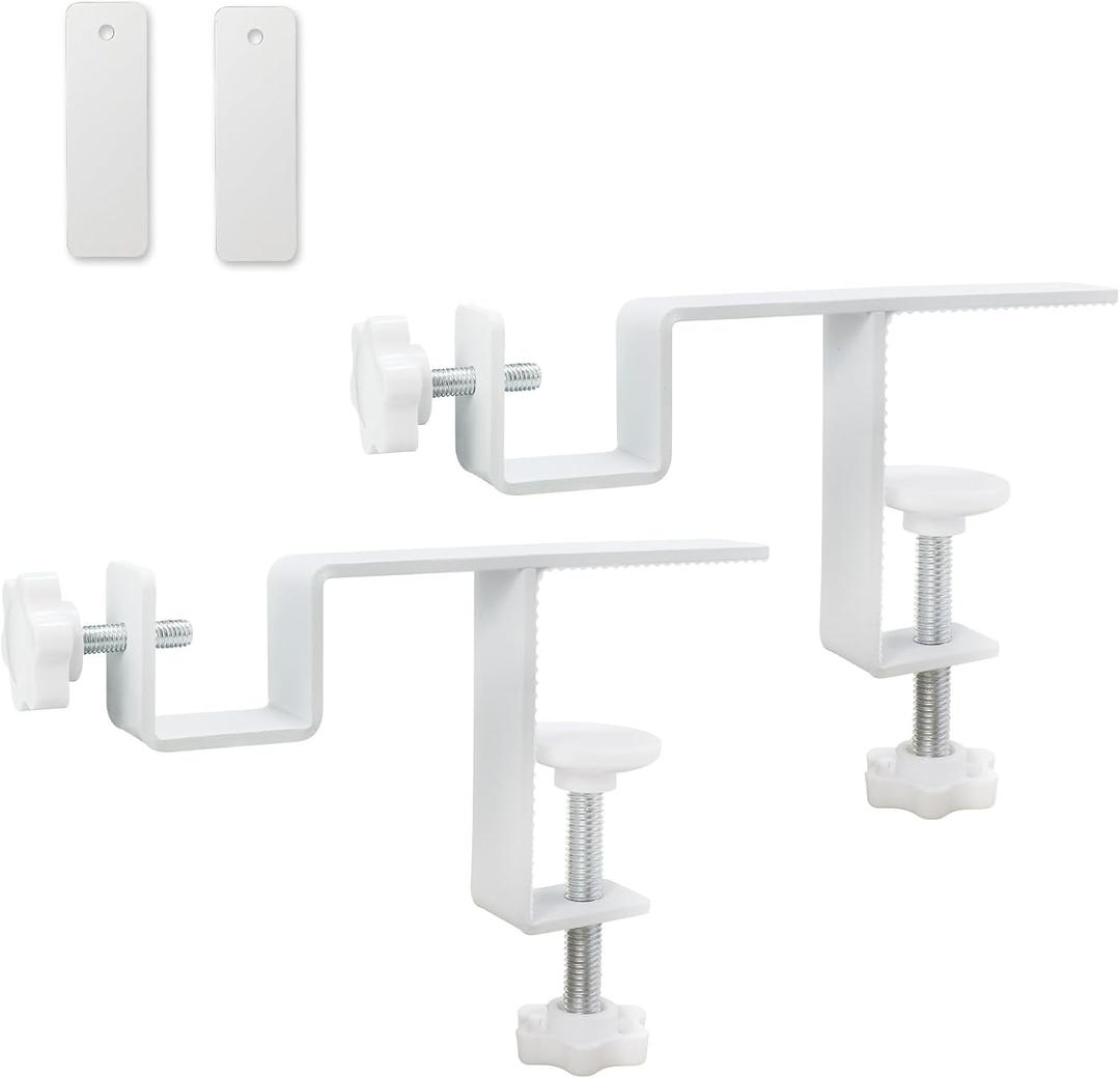 Inside Integrated Blind Curtain Rod Bracket Set, 0.8-2.3 Inch Wide Track, Drill-Free Installation& Tool-Free, Includes Guide and Magnetic Curtain Buckle White 2 Pcs(US Patent Application)