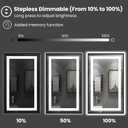 Amorho 20"x 28" LED Bathroom Mirror with Black Frame, Front Light and Backlit, Stepless Dimmable, Anti-Fog, Shatter-Proof, Memory, 3 Colors, Double LED Vanity Mirror