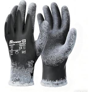 Schwer 2 Pairs 100% Waterproof Winter Work Gloves, ANSI A2 Cut Resistant Freezer Gloves for Outdoor Cold Weather Keep Hands Warm, Thermal Insulated Gloves for Shoveling Snow, Ice Fishing, L