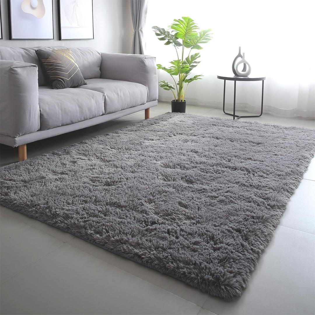 7x10 Area Rugs for Living Room: Grey Area Rug 7 x 10 Carpets for Living Room - Shag Area Rug Modern Indoor Soft Shaggy Fuzzy Floor Carpet for Bedroom (Gray/7x10 Feet)