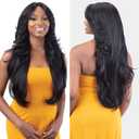 2x FREE TRESS Equal Curtain Bangs HD Lace Front Wig Bombshell,Jet Black 1