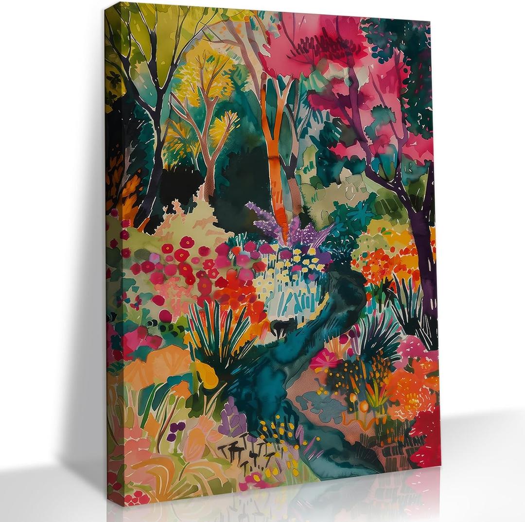 QWETTY666 Colorful Abstract Flower Wall Art Watercolor Botanical Canvas Wall Decor Vintage Aesthetic Wildflower Picture Print Abstract Nature Plant Landscape Painting 12x16in Ready To Hang