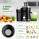 Juicer Machine, 500W Centrifugal Juicer Extractor with 3 Speed & Wide Mouth 3 Feed Chute for Fruit Vegetable, High Yield Juicer Included Cleaning Brush for Easy to Clean