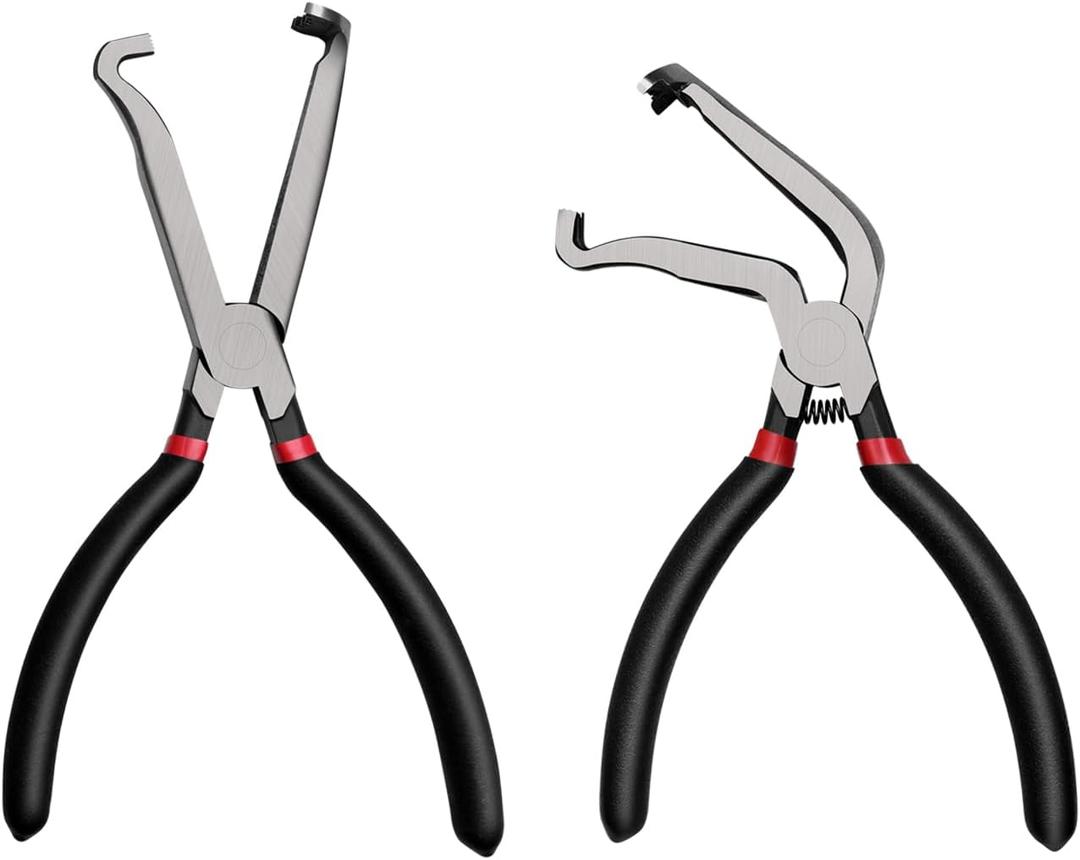 2Pcs Electrical Disconnect Pliers37960 37980 Automotive Tools Electrical Connector for Cars,Fuel Line Petrol Clip Pipe PliersDisconnect Tools for Push Tab Style Plugs (1*Red60+1*Red straight)