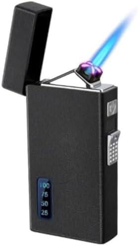 CKVARSP Windproof Lighter, Butane + Electricity, Type-C Charging, Adjustable Flame, Rechargeable, Power Display(Black)