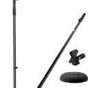 Pyle Adjustable Microphone Stand - Universal Mic Stand with Compact Heavy Base, Floor Standing Design, Height Adjustable, Pivot Angle Clip for Singing & Recording (2.8 - 5 ft., 9.8 Base Diameter)