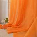HUTO Orange Sheer Curtains 54 inches Long for Bedroom Top Rod Pocket Sheer Window Panels Curtains for Nursery Living Room 52 by 54 Inch Length Set of 2