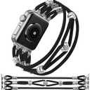 TOYOUTHS Boho Bracelet Compatible with Apple Watch Band 49/46/45/44/42mm Women, Beaded Slim Elastic Western Stretchy Solo Loop Dressy Nylon Strap for iWatch Series 10/9/Ultra/SE/8/7/6/5/4/3/2/1, XS