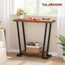 Tajsoon 2 Tier Narrow Console Table Rustic, 31.5'' Industrail Entryway Table with Storage, Thin Sofa Table with Gemometric Frame for Hallway, Living Room, Foyer, Entrance, Rustic Brown