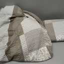 Bedduvit 100% Cotton 120"x120" Oversized California King Bedspread - Extra Wide Reversible Patchwork Plaid Quilts Bedding Set, All Season Lightweight Floral Coverlet Set 3pcs Blanket, Brown/Gray/Beige
