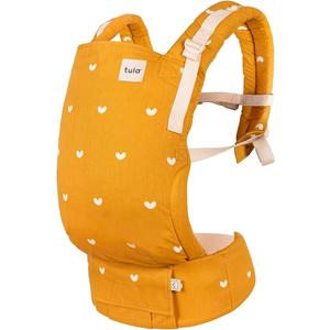 Baby Tula Cotton FreetoGrow Baby Carrier  Adjustable, Comfortable, Newborn to Toddler Carrier  Ergonomic Fit for 7lbs to 45lbs  Back & Front Carry Options  Play (Yellow/Hearts)