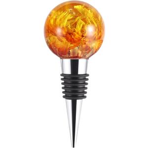 Flower Wine Stopper, Resin Flower Wine Bottle Stopper Decor, Floral Wine Cute Stoppers for Wine Bottles for Kitchen Wedding,Holiday,Birthday,Party and Gift (Yellow)