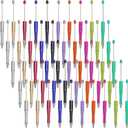 jiebor 50Pcs Beadable Pens Plastic Bead Black Ink Ballpoint DIY Cute Cool Pens for Journaling Students Teacher Bridal Graduation Gift Office Supplies Multicolor
