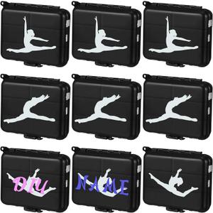 12 Pcs Dance Team Gifts for Girls Bobby Pin Case Mini Hair Tie Clip Storage Box Portable Ballet Cheerleading Travel Accessories for Women Dance Lover Team