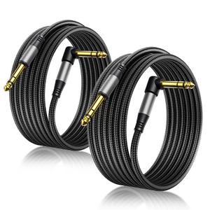 Aqdocvf 2-Pack 1/4 Inch TRS Instrument Cable 10FT, Premium TRS Cable-Noise Free and Long-Lasting Stereo 6.35 Balanced Interconnect Line for Electric Guitar, Bass, Keyboard, Speaker, Mixer, Amplifier