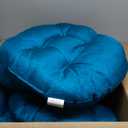 20" Round Bar Stool Cushion, Linen Fabric and Thick Padding, Comfortable Sitting for Round Wooden/Metal Stools Blue, Set of 4