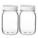 PR1M3 Mason Jars 16 oz Regular Mouth (2 Pack) Clear Glass with Plastic Lids for Sealing, Canning Jars for Food Storage, Overnight Oats, Dry Food, Snacks, Candies, DIY Project.