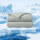 Joysoul Queen Size Seersucker Cooling Comforter - Lightweight Q-Max 0.45 Summer Bedding for Hot Sleepers & Night Sweats, Ultra Soft Reversible Comforter, Breathable Blanket, 90"x90", Light Gray