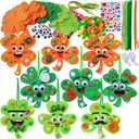 36 Sets St. Patrick's Day Irish Lucky Shamrock Ornaments Decorations DIY St. Patrick's Day Craft Kits Foam Shamrock Four-Leaf Clover Shaped Ornaments for Kids Classroom Activity Luck Gift Art Project