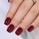 2 x Burgundy Press On Nails Short Square Shape, Glossy Finish Acrylic Fake Nails Kit, Reusable Glue On Nails, Long-Lasting, Natural Stick-On Manicure Set for Women, 24pcs DIY Elegant Nails