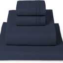 Mellanni Twin Sheet Set - 4-Piece Iconic Collection Bedding, (Including 2 Pillowcases), 16-Inch Deep Pocket, Easy Care, Extra Soft, Cooling Sheets, Brushed Microfiber - Navy Blue