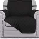 Easy-Going Chair Sofa Slipcover Reversible Sofa Cover Water Resistant Couch Cover Furniture Protector Cover with Elastic Straps for Pets Kids Children Dog Cat (Chair, Black/Black)