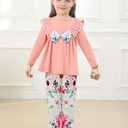 mksodopy Toddler Girl Clothes Girl Fall Winter outfits Cotton Long Sleeves Ruffle Top Pants Little Girl Clothing Set (Pink)