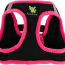 EcoBark Step in Dog Harness - Eco-Friendly Teacup Dog Harnesses for XXS, XS, and Small Dogs - Reflective and Adjustable Mini Body Halter Vest -Tiny Soft Mesh Toy Breed Harness (XXXS, Black and Pink)