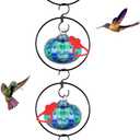 4 Pack Circular Hummingbird feeders for Outdoors Hanging,Hand Blown Glass Hummingbird Feeder with 4 Adjustable Silicone Perch,Never Leak,Gardening Gifts for Woman Man(Dotted Blue)