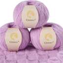 Gisimo 100% Inner Mongolian Cashmere Yarn, 6-Ply Luxurious and Soft Yarn for Hand Knitting & Crocheting (Light Purple,3 Balls)