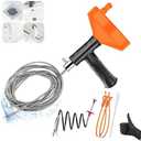Drain Snake Auger 33 Feet, Plumbing Snake Drain Hair Clog Removal Tool, Heavy Duty Toilet Snake Auger, Sink Unclogger Drain Cleaner Tool for Bathroom Kitchen Tub Shower Drain Clog Remover with Gloves